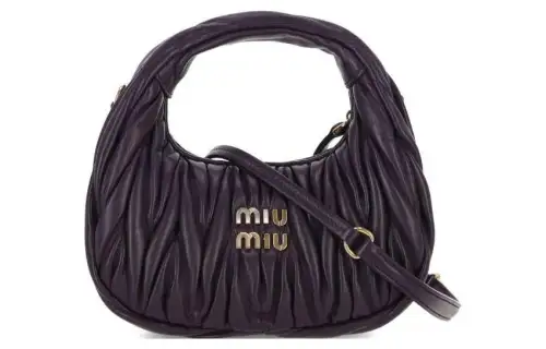 MIU MIU Wander Sheepskin Hobo Bag, Shoulder Bag, Crossbody Bag, Handbag Mini Women's Dark Purple
