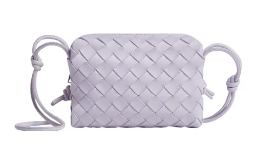 Bottega Veneta Loop Sheepskin Camera Bag, Storage Bag, Handheld Crossbody Bag, Shoulder Bag Women's Oyster Purple