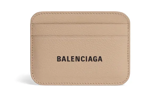 Balenciaga Grain Cow Leather Card Holder Card Holder Women's Beige