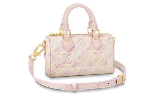 LOUIS VUITTON NANO SPEEDY Embossed Cow Leather One Shoulder Handbag Extra Mini Women's Pink