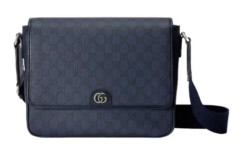 GUCCI Ophidia Canvas With Leather Shoulder Bag, Crossbody Bag Medium Men's Blue & Black