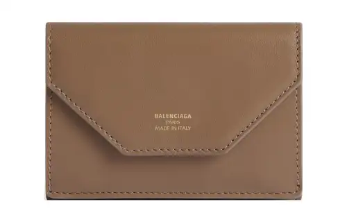 Balenciaga Smooth Calfskin Wallet Mini Women's Light Brown