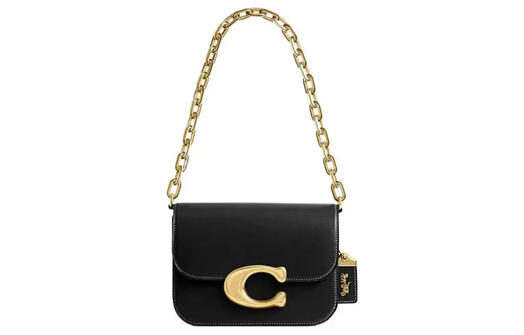 COACH IDOL Cow Leather Messenger Bag, Shoulder Bag Small Women's Black