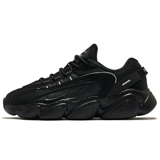 Erke Running Shoes Men Low-Top Jet Black