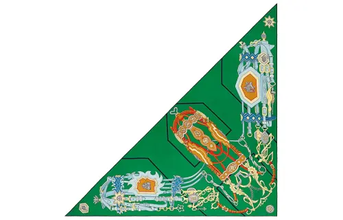 HERMES Patterned Print Cashmere, Silk Knit Scarves Women's Green
