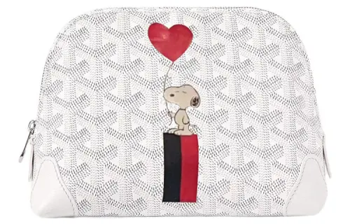 GOYARD Vendôme Canvas With Calfskin Dog's Teeth Toiletry Bag Makeup Bag Women's White/Red Heart Balloons