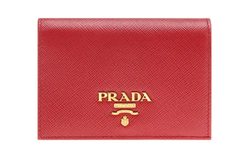 PRADA Saffiano Cow Leather Wallet Regular Women's Red