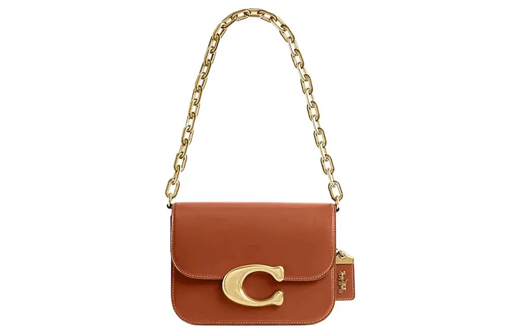 COACH Cow Leather Messenger Bag, One Shoulder Handbag Small Women's Brown