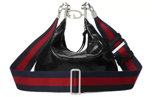 GUCCI Attache Crystal Canvas Dumpling Bag, Portable Crossbody Bag, Shoulder Bag Women's Black