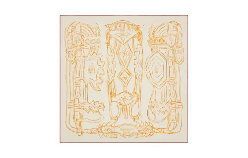 HERMES Patterned Print Reins And Destiny Knit Scarves Women's Beige