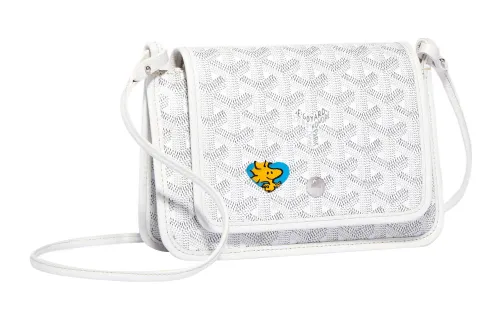 GOYARD Plumet Canvas With Leather Envelope Bag, Handheld, Shoulder Bag, Crossbody Bag Small Unisex White/Blue