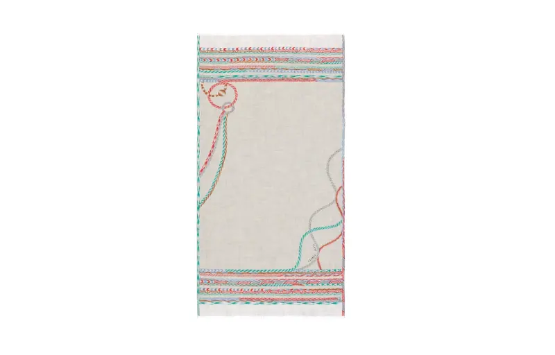 HERMES Patterned Print Knit Scarves Women's Multicolor