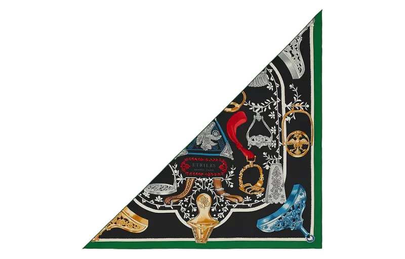 HERMES Etrier Knit Scarves Women's Black