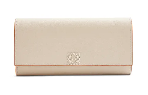 LOEWE Anagram Pebble Texture Calfskin Wallet Regular Women's White