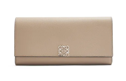 LOEWE Anagram Pebble Texture Calfskin Wallet Regular Women's Light Brown