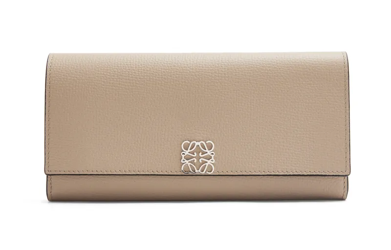 LOEWE Anagram Pebble Texture Calfskin Wallet Regular Women's Light Brown