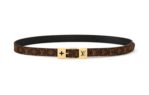 LOUIS VUITTON Duo Canvas Leather Belts Unisex Brown/Black Width 1.8cm