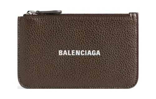 Balenciaga Grain Calfskin Wallet, Card Holder Women's Brown