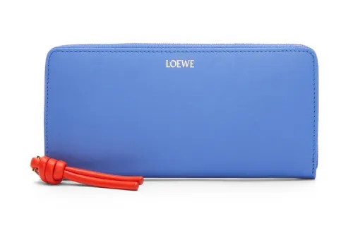 LOEWE Bright Nappa Calfskin Wallet Regular Women's Blue/Orange