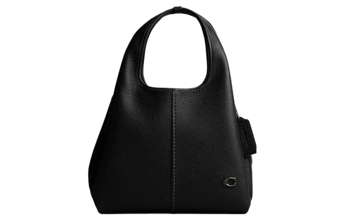 COACH Lana Polished Pebble Leather One Shoulder Handbag Medium Women's Black