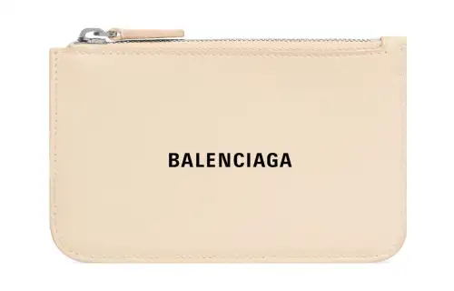 Balenciaga Cash Grained Calfskin Card Holder Large Women's Light Beige