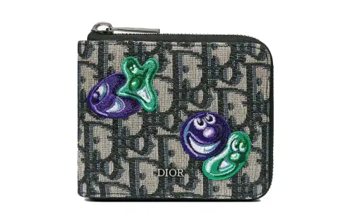 DIOR Kenny Scharf Collaboration Jacquard Canvas Coin Purse Men's Beige/Black