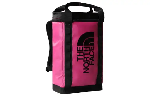 The north face, durable red backpack for men and women, with your logo imprint, worn on the shoulder, for beloved