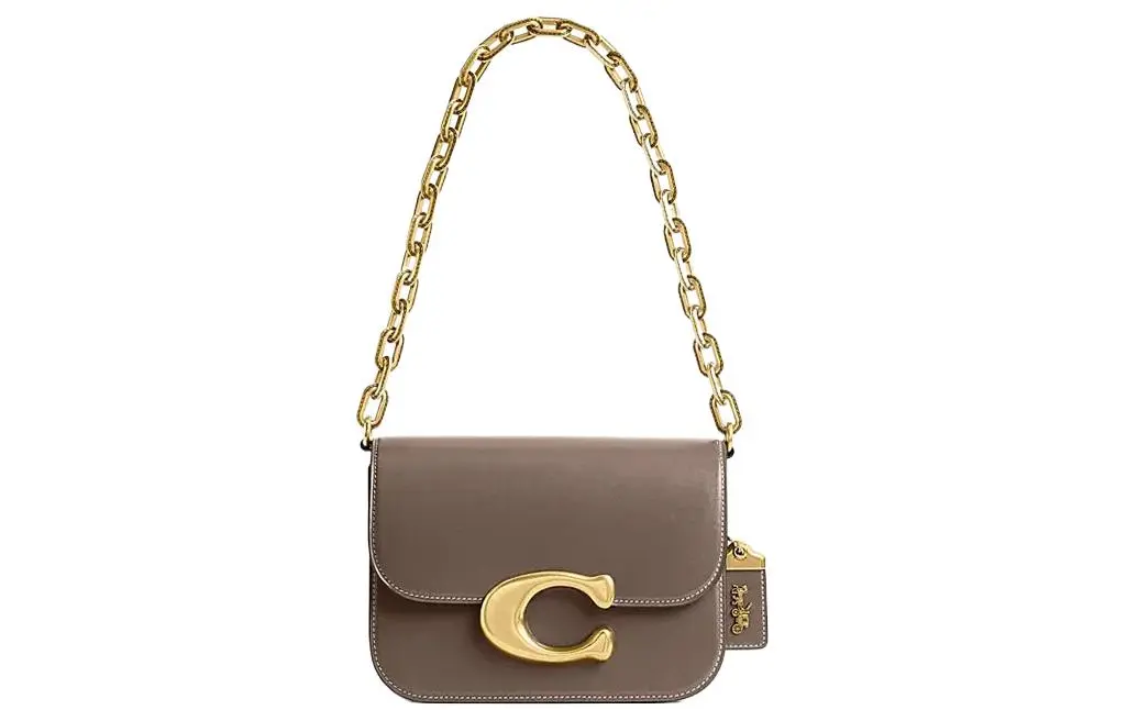 COACH IDOL Cow Leather Messenger Bag, Handbag, Shoulder Bag Small Women's Dark Lime Gray