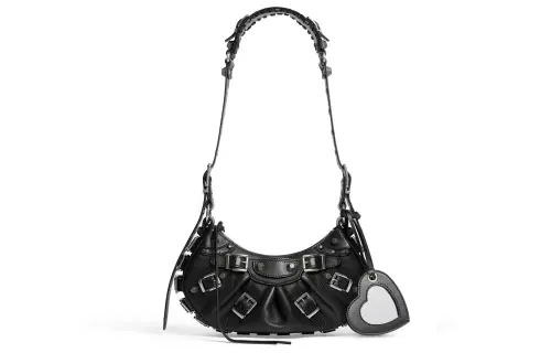 Balenciaga Le Cagole Smooth Calfskin Handbag, Shoulder Bag Mini Women's Black