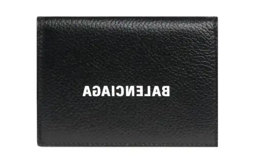 Balenciaga Grain Calfskin Card Holder, Wallet Mini Women's Black