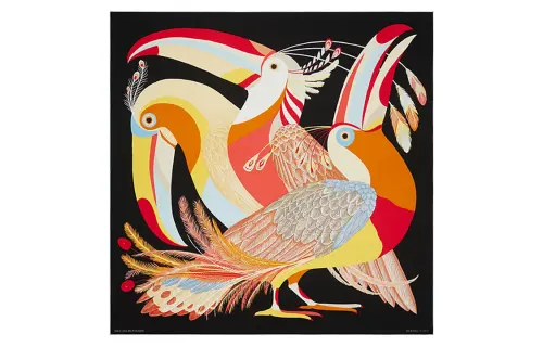 HERMES Silk Scarves Women's Black
