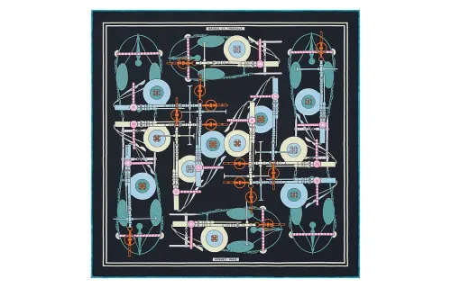 HERMES Scarves Women's Black Blue