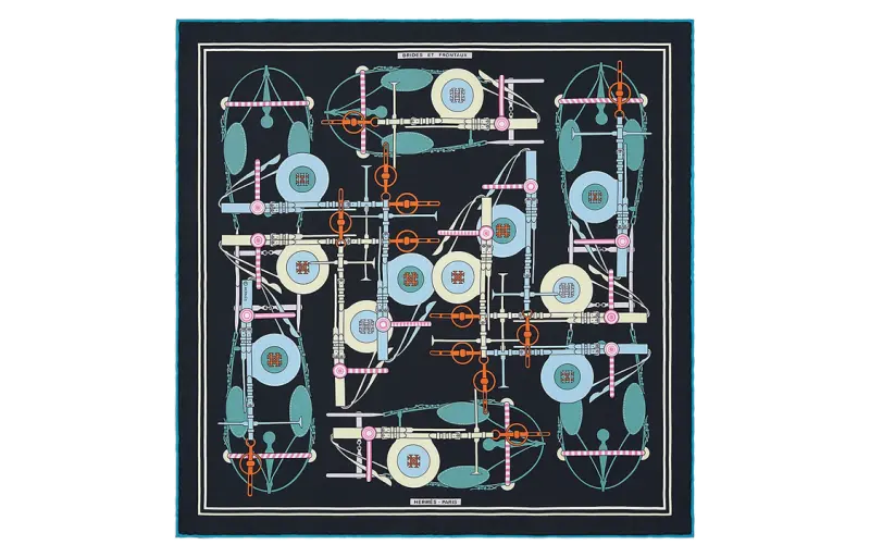 HERMES Scarves Women's Black Blue