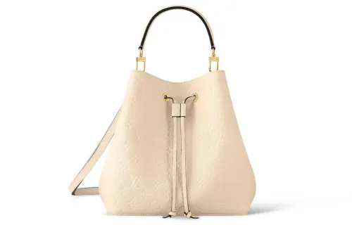LOUIS VUITTON NéoNoé Cow Leather Bucket Bag, Crossbody Handbag Medium Women's Cream White