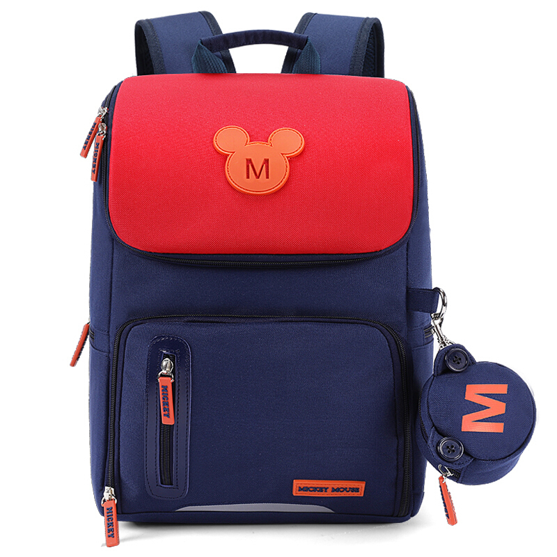 Disney Mickey Series Polyester Backpack For Kids, Student Backpack Medium Kids' Navy Blue/Rose Red/Sky Blue