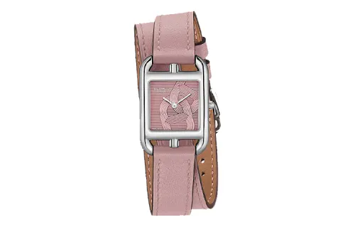 HERMES Wrist Watches Quartz Movement Genuine Leather Strap Pink Watch Dial Women's Watch 30m Water Resistant