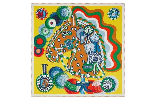 HERMES Silk Scarves Women's Yellow