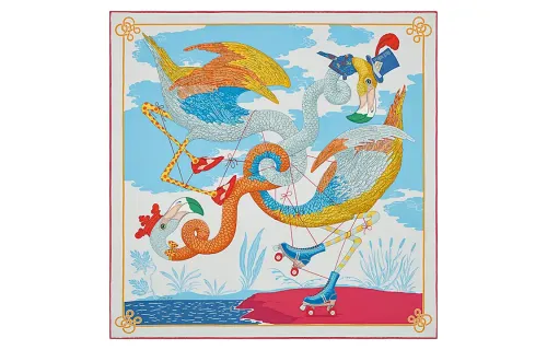 HERMES Silk Scarves Women's Blue