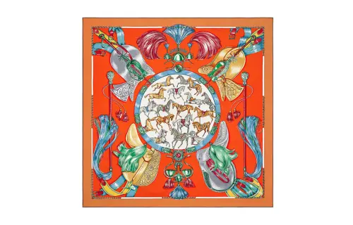 HERMES Silk Scarves Women's Orange