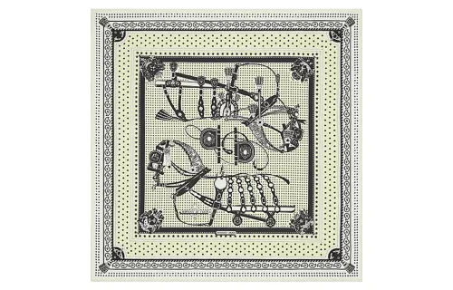HERMES Silk Scarves Women's Beige