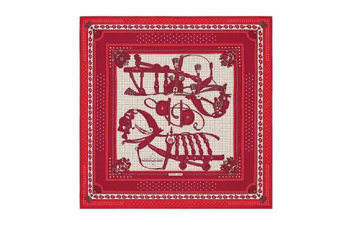 HERMES Carre Scarves Women's Red