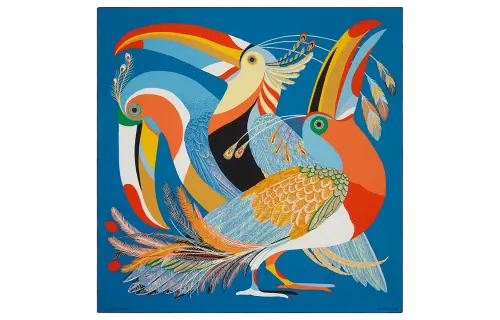 HERMES Silk Scarves Women's Blue