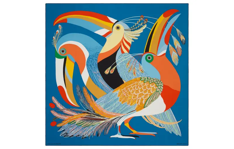 HERMES Silk Scarves Women's Blue