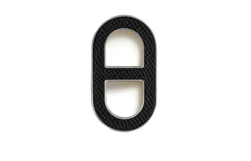HERMES Chaine D'Ancre Calve Leather Brooches Unisex Black