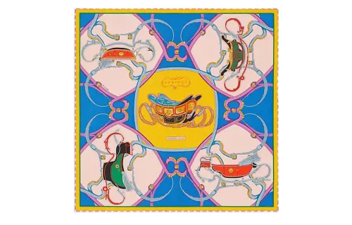 HERMES Silk Scarves Women's Blue