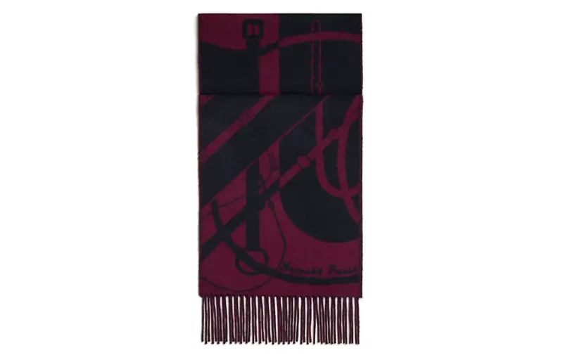 HERMES Cashmere Knit Scarves Unisex Purple