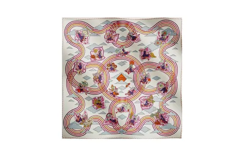 HERMES Silk Scarves Women's White