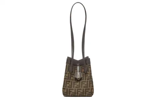 FENDI Cotton With Calfskin Handbag, Shoulder Bag Mini Women's Brown