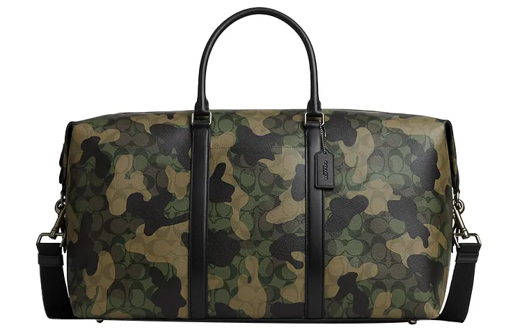 COACH Trekker Coated Canvas With Smooth Calfskin Boston Bag, Shoulder Bag, Crossbody Bag, Handbag, Travel Bag Men's