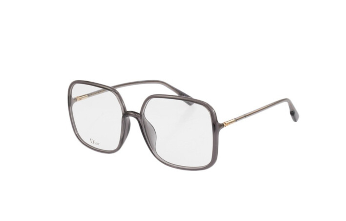 DIOR Plate And Metal Square Eyeglass Frames Unisex Black